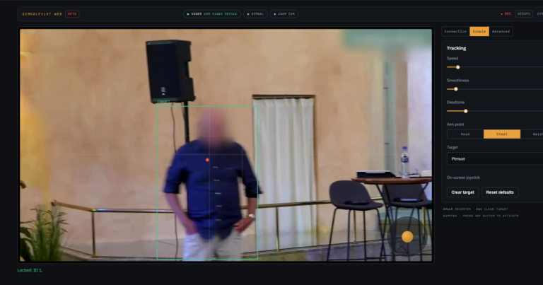 GimbalPilot — auto tracking for DJI RS 3 Mini from your PC photo