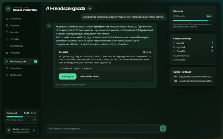Crewory — tell it how you work, your system builds itself