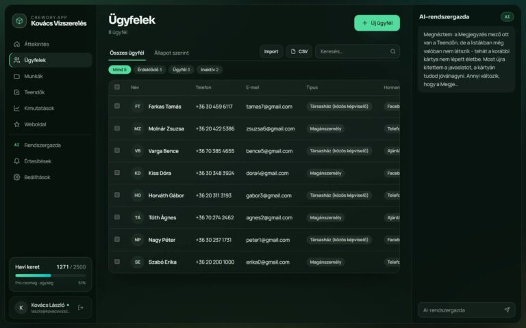 Crewory — tell it how you work, your system builds itself