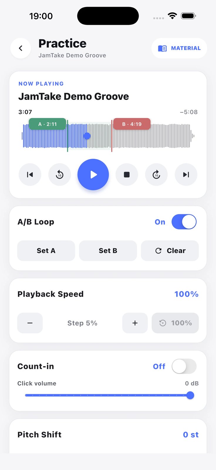 JamTake — Your music practice workspace