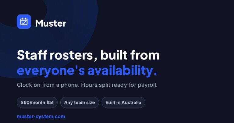 Muster — Staff scheduling and payroll-ready hours