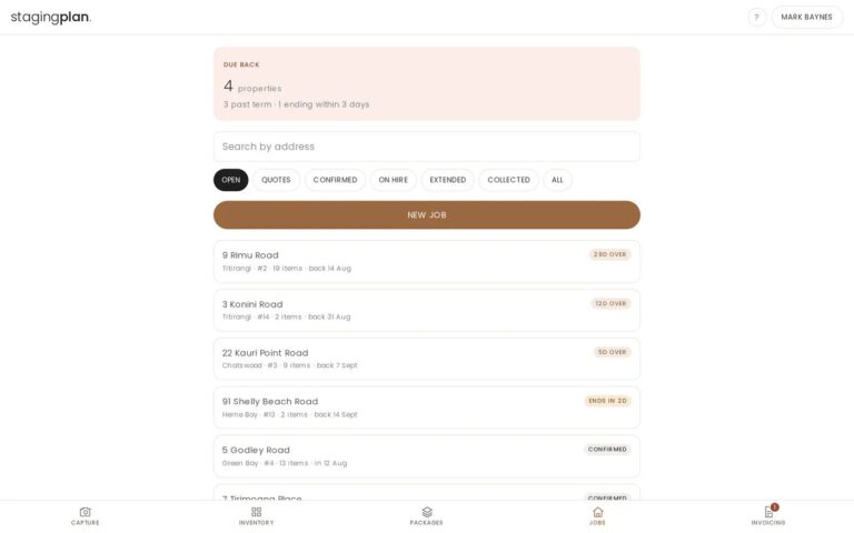 StagingPlan — inventory, jobs and proposals for home staging companies