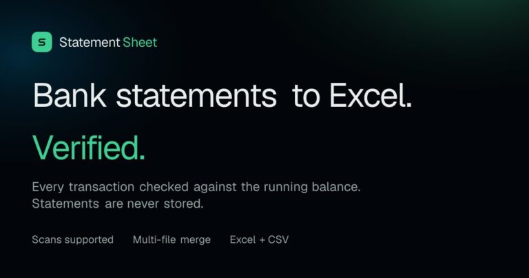 StatementSheet: Convert Bank Statements to Excel & CSV
